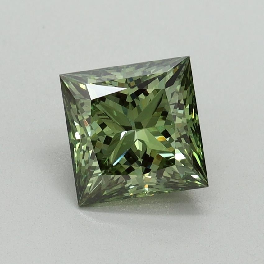 1.21 Ct. Fancy Vivid Green Princess Lab Grown Diamond