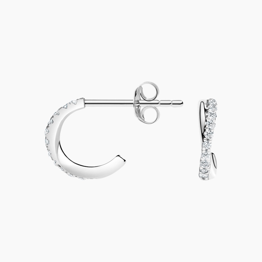 Silver Chamise Diamond Huggie Earrings