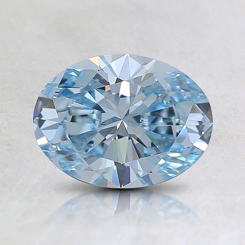 0.89 Ct. Fancy Intense Greenish Blue Oval Lab Grown Diamond