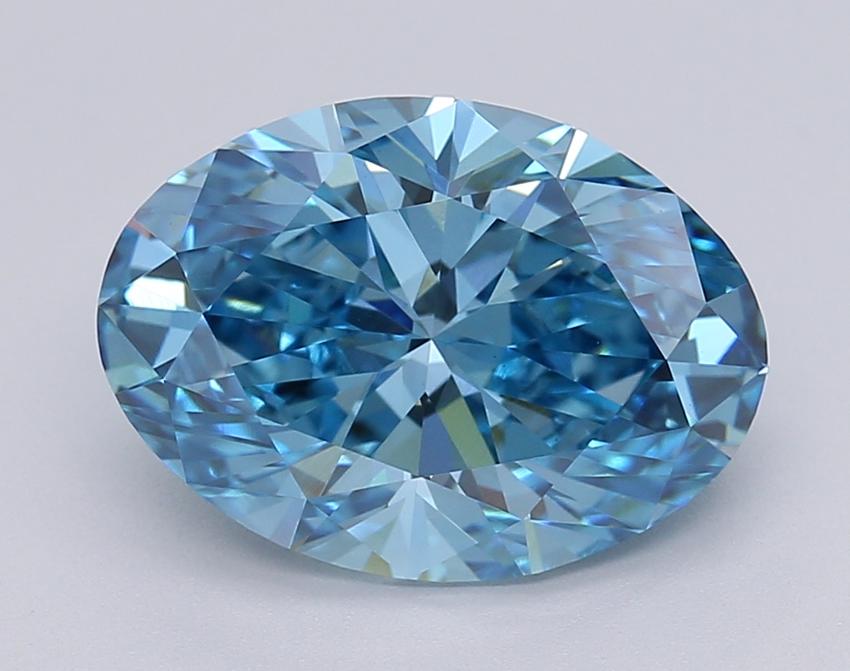 3.05 Ct. Fancy Vivid Blue Oval Lab Grown Diamond