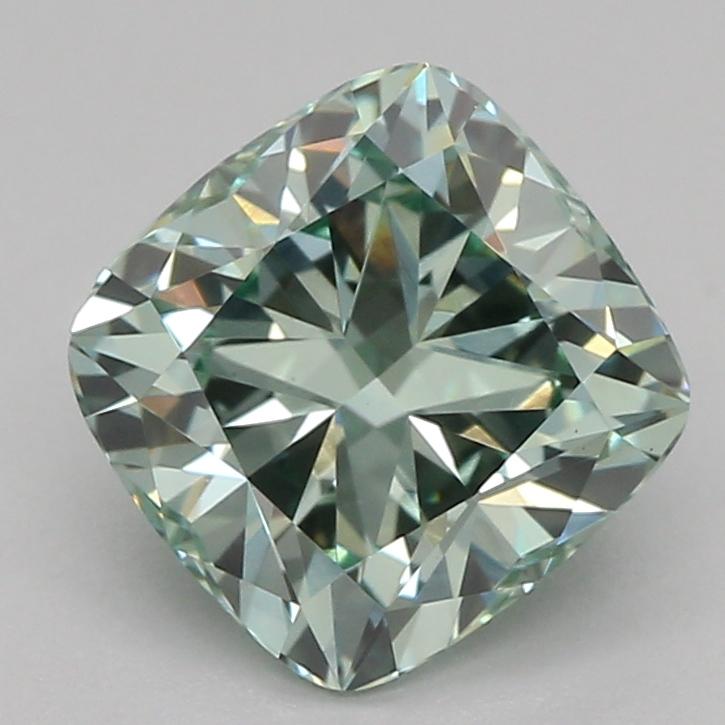 1.09 Ct. Fancy Vivid Green Cushion Lab Grown Diamond