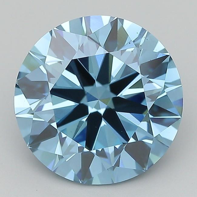 5.64 Ct. Fancy Vivid  Blue Round Lab Grown Diamond
