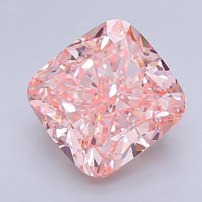 3.78 Ct. Fancy Vivid  Pink Cushion Lab Grown Diamond