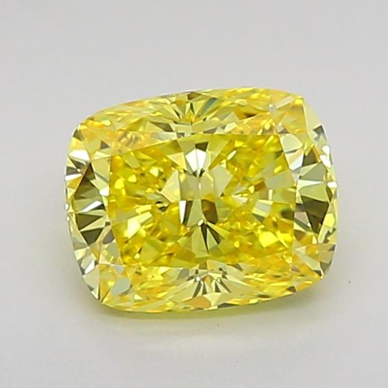 1.03 Ct. Fancy Vivid Yellow Cushion Lab Grown Diamond