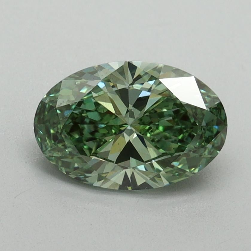 1.10 Ct. Fancy Vivid Green Oval Lab Grown Diamond