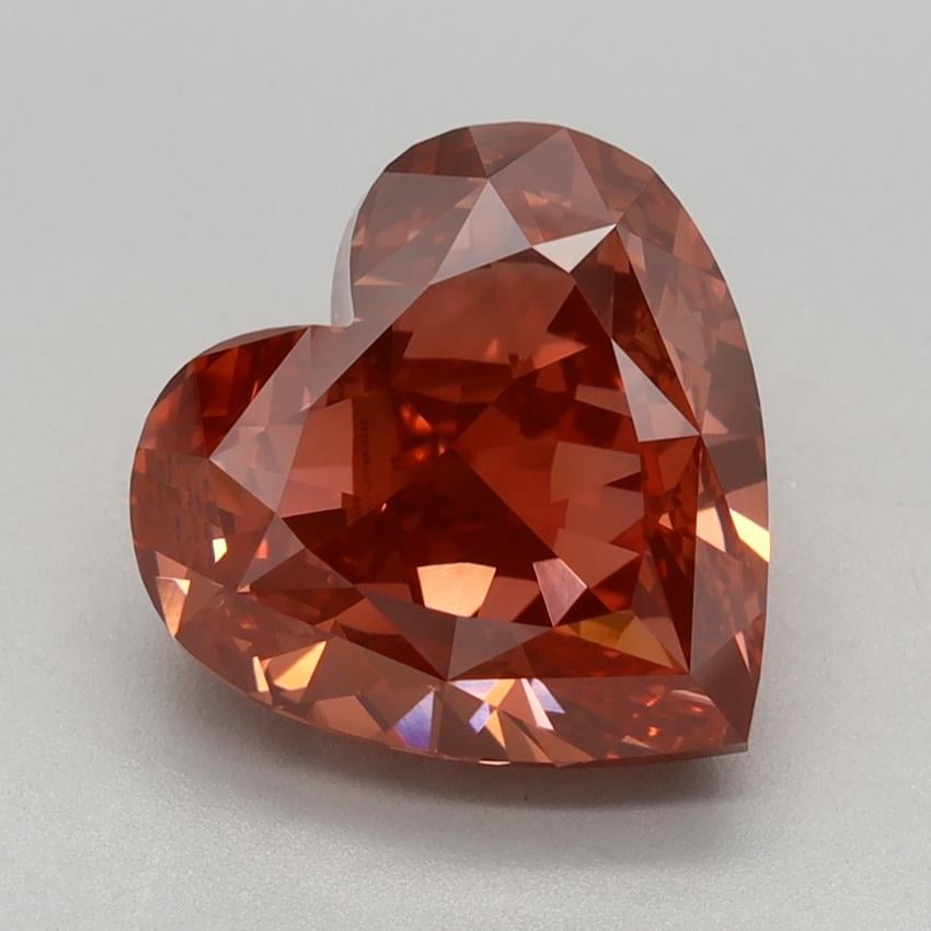 3.09 Ct. Fancy Vivid Brownish Pink Heart Lab Grown Diamond