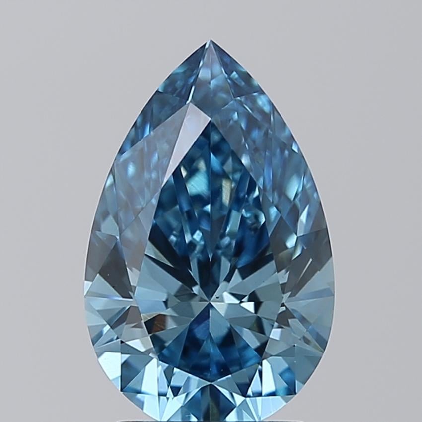 2.02 Ct. Fancy Vivid Blue Pear Lab Grown Diamond