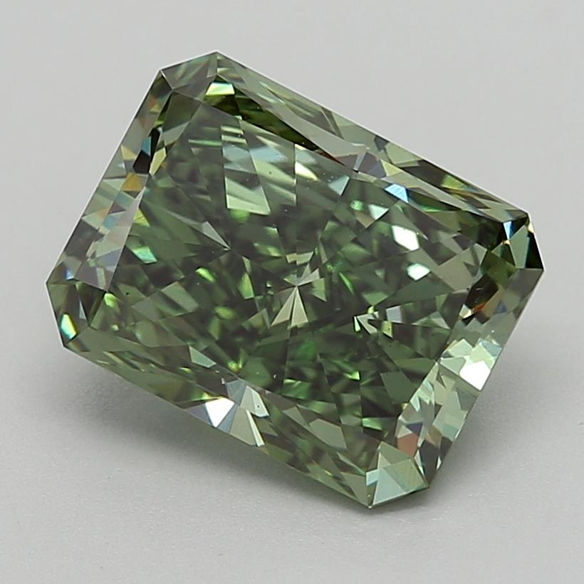 4.00 Ct. Fancy Vivid  Green Radiant Lab Grown Diamond