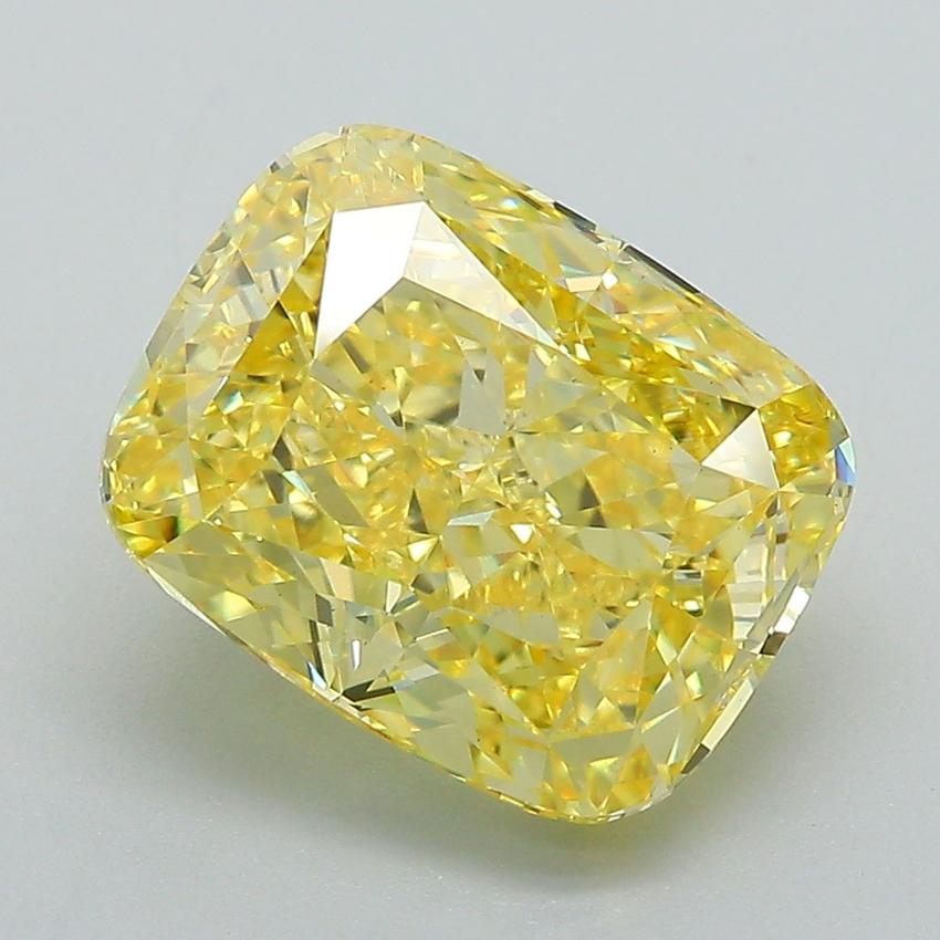 5.03 Ct. Fancy Vivid Yellow Cushion Lab Grown Diamond