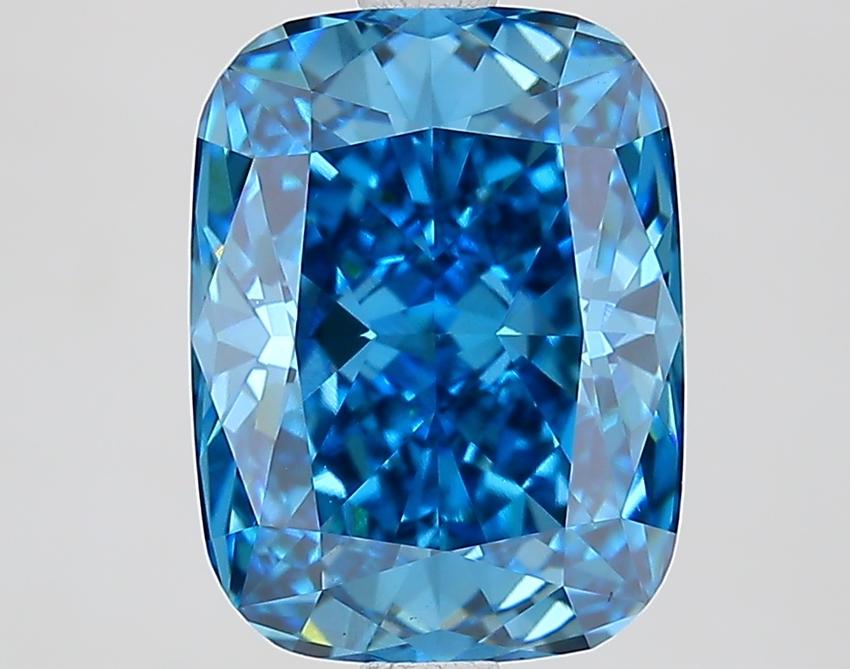 3.08 Ct. Fancy Vivid Blue Cushion Lab Grown Diamond