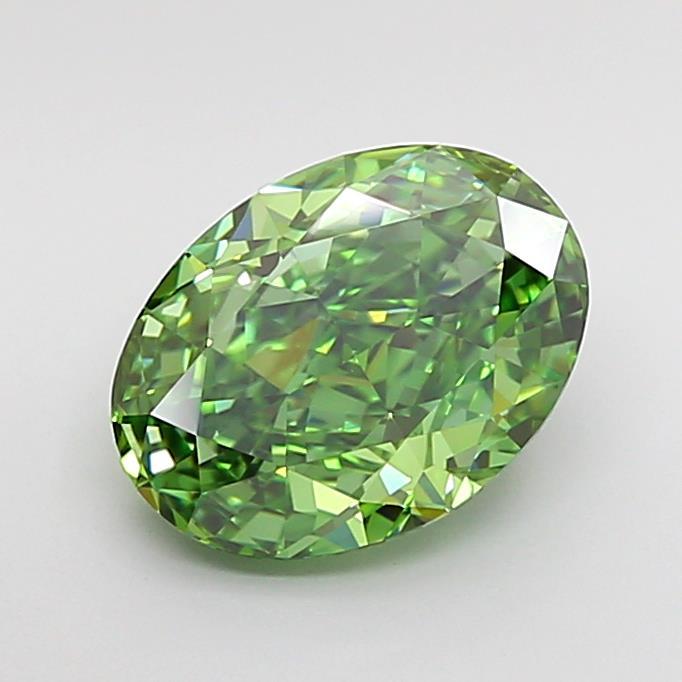 2.34 Ct. Fancy Vivid Green Oval Lab Grown Diamond