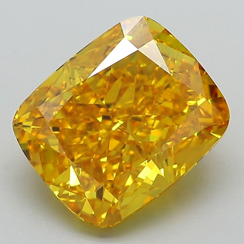 4.06 Ct. Fancy Vivid Yellow Cushion Lab Grown Diamond