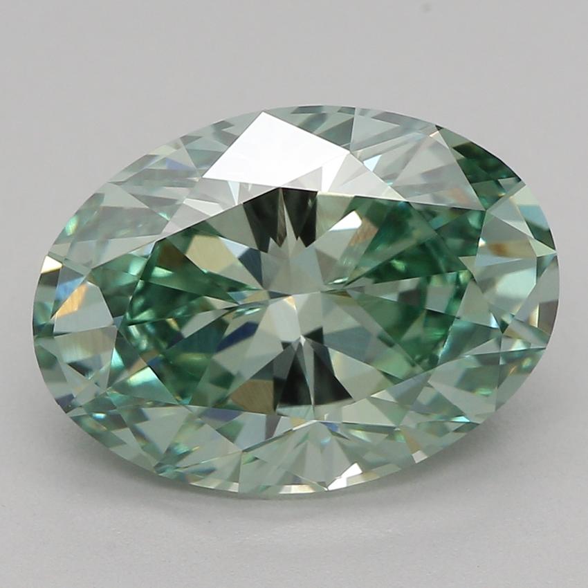 3.09 Ct. Fancy Vivid Green Oval Lab Grown Diamond