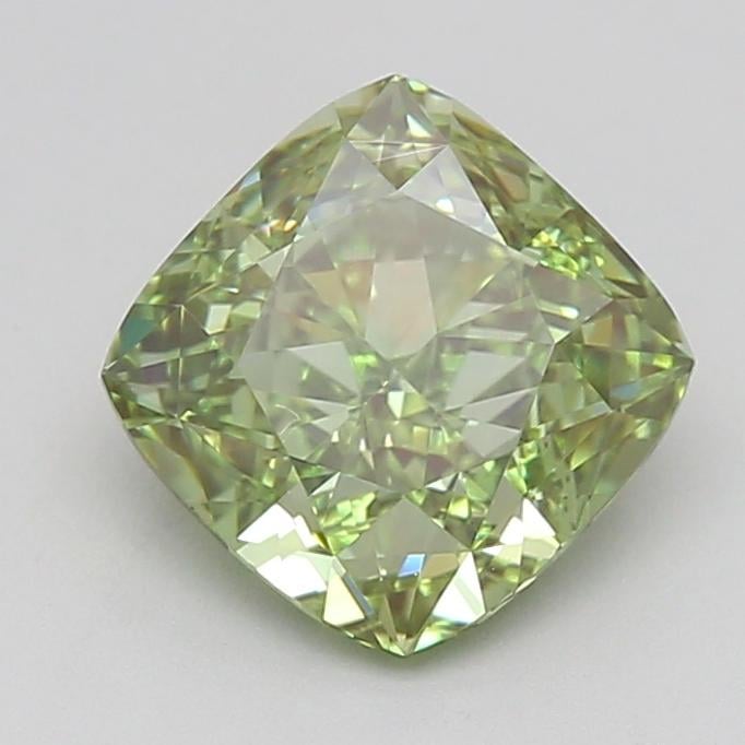 1.55 Ct. Fancy Vivid  Green Cushion Lab Grown Diamond