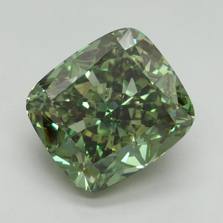 12.09 Ct. Fancy Vivid Green Cushion Lab Grown Diamond