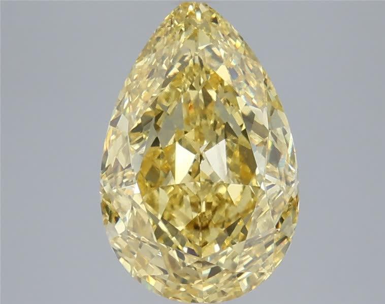 4.56 Ct. Fancy Vivid  Yellow Pear Lab Grown Diamond
