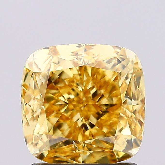 1.54 Ct. Fancy Vivid  Yellow Cushion Lab Grown Diamond