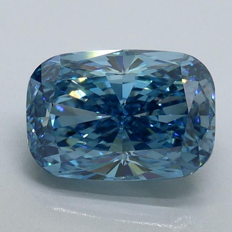 1.57 Ct. Fancy Vivid Malibu Blue Cushion Lab Grown Diamond