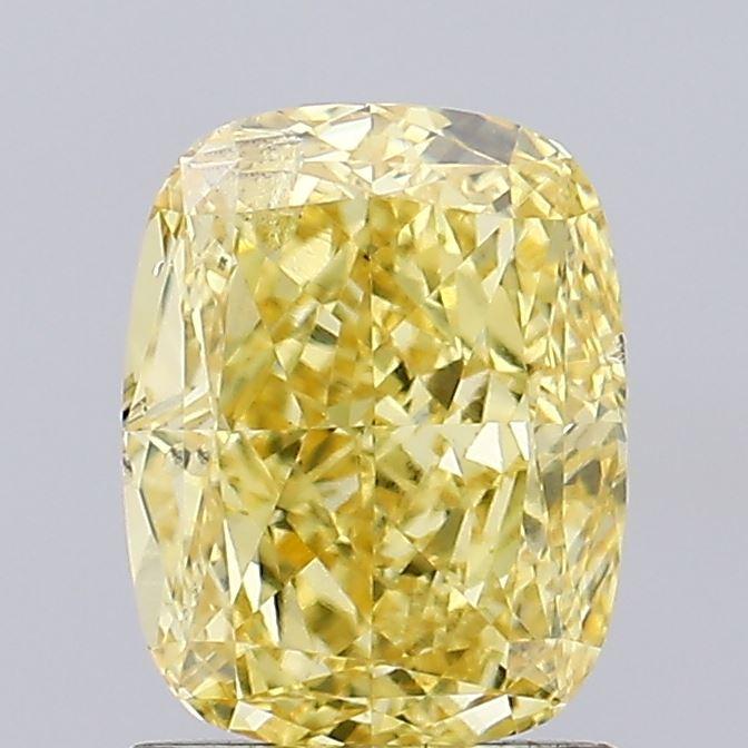 1.39 Ct. Fancy Vivid Yellow Cushion Lab Grown Diamond