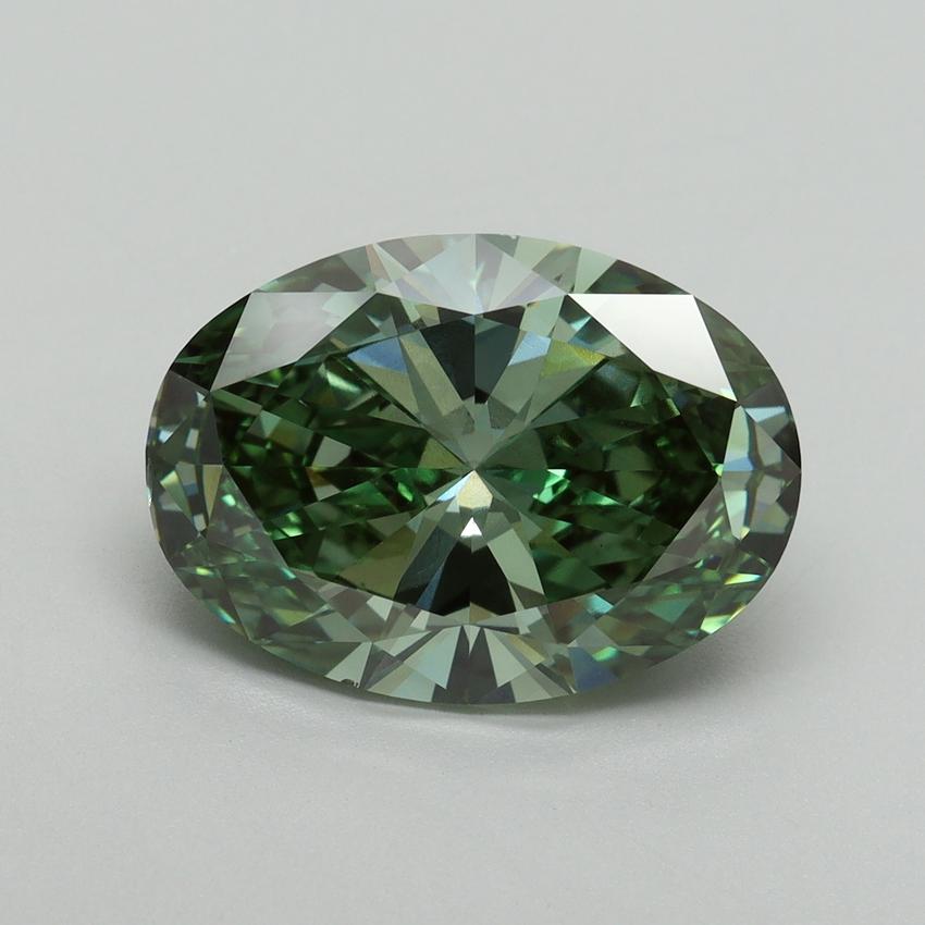 5.02 Ct. Fancy Vivid Green Oval Lab Grown Diamond