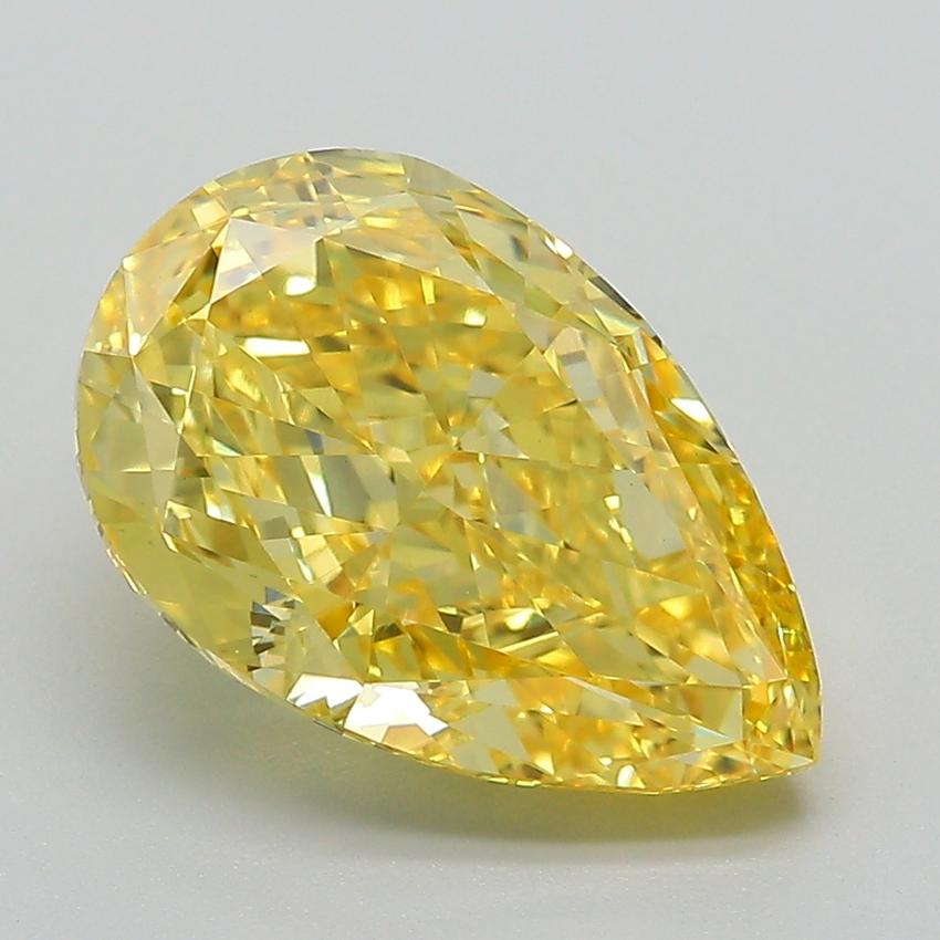4.31 Ct. Fancy Vivid Yellow Pear Lab Grown Diamond