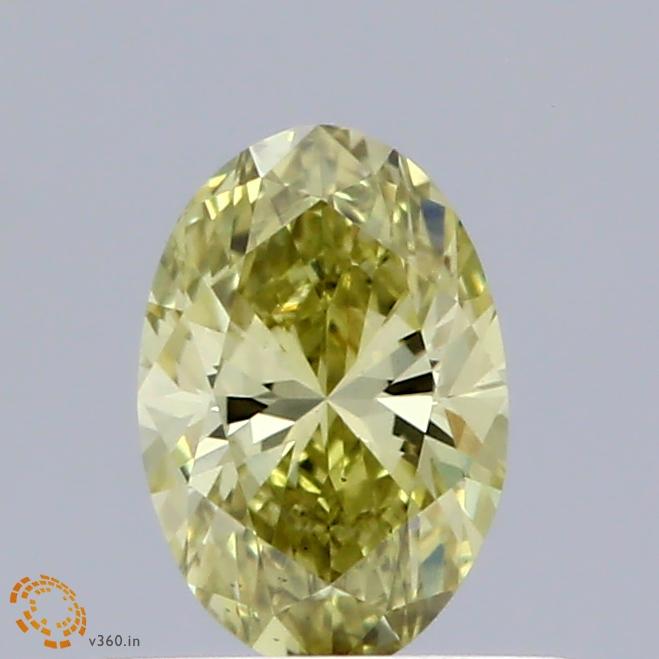 0.53 Ct. Fancy Intense Greenish Yellow Oval Lab Grown Diamond