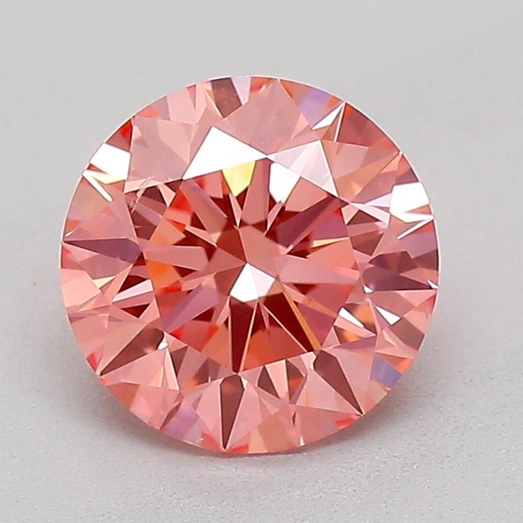 0.88 Ct. Fancy Vivid Orangy Pink Round Lab Grown Diamond