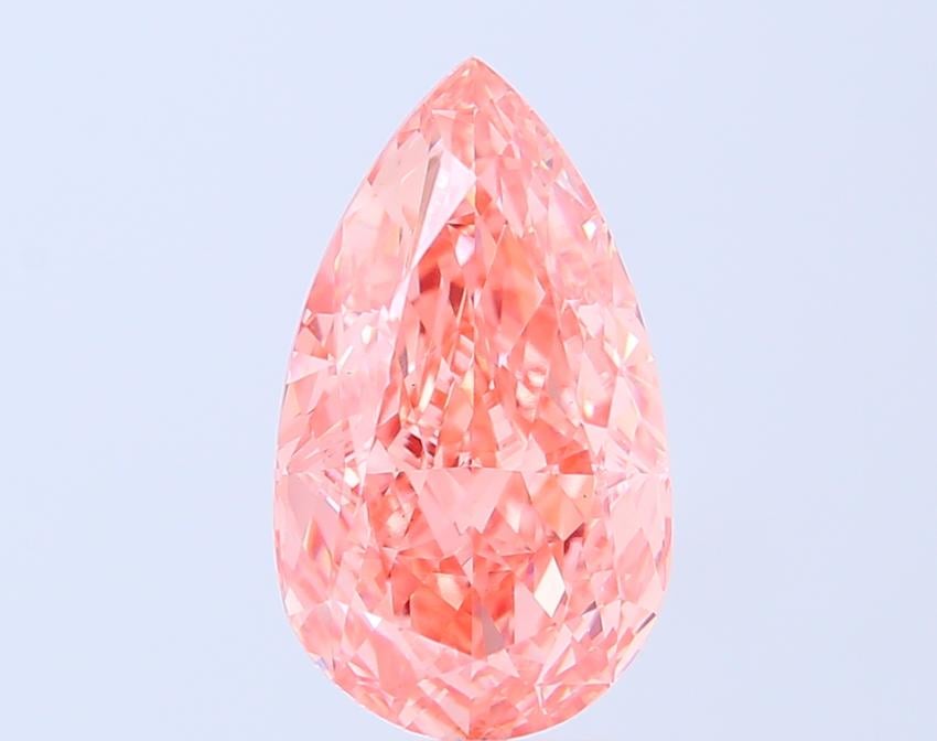 4.60 Ct. Fancy Vivid Orangy Pink Pear Lab Grown Diamond