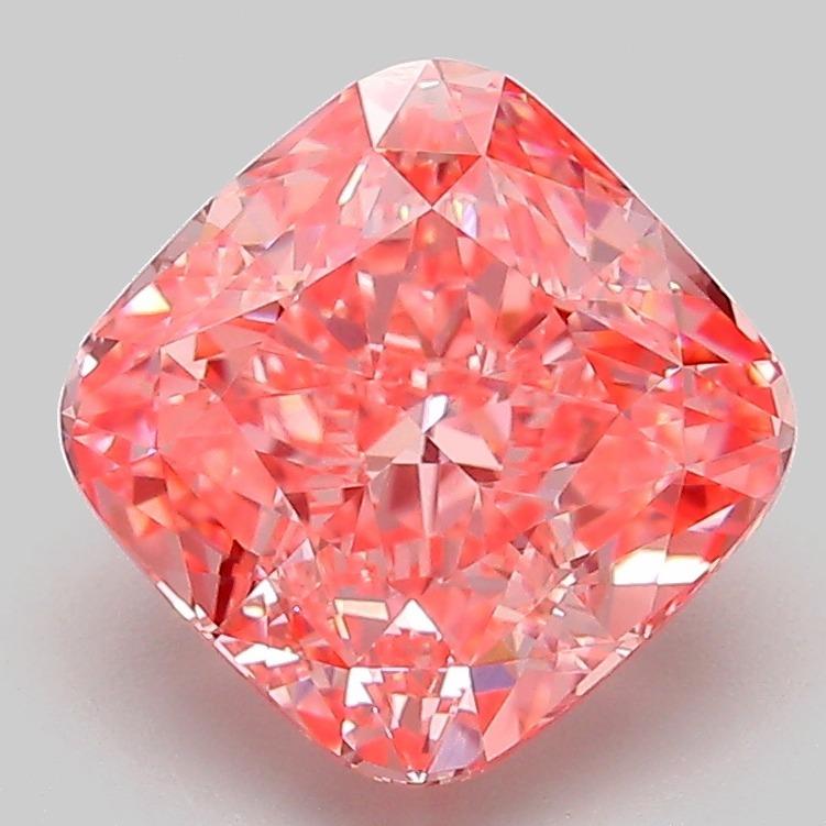 3.04 Ct. Fancy Vivid Pink Cushion Lab Grown Diamond