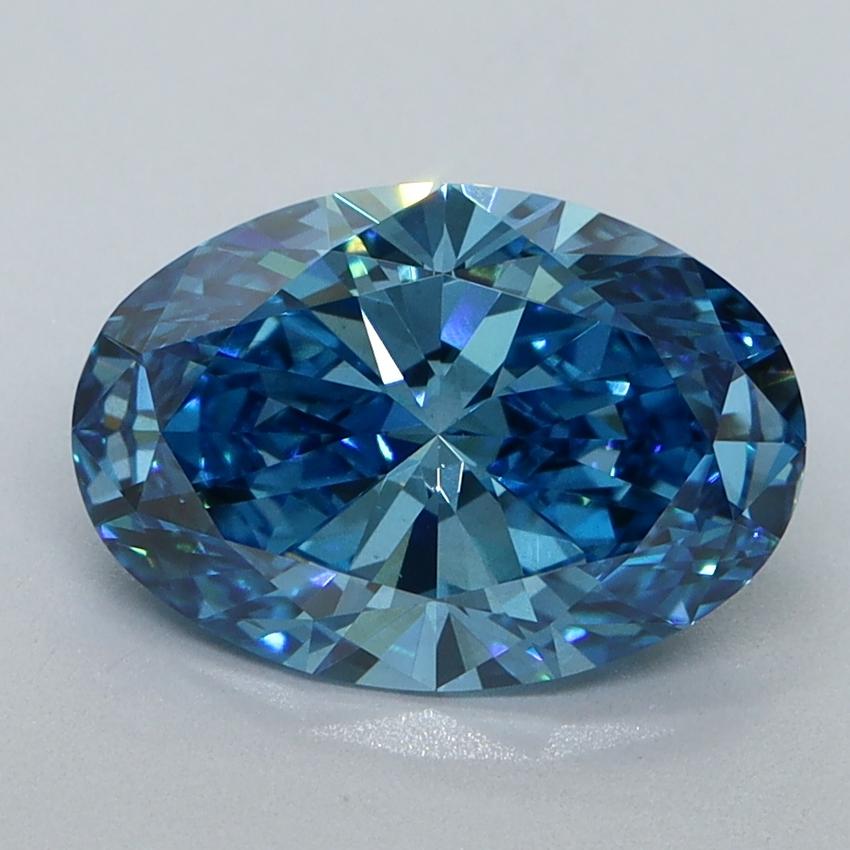 2.12 Ct. Fancy Vivid Malibu Blue Oval Lab Grown Diamond