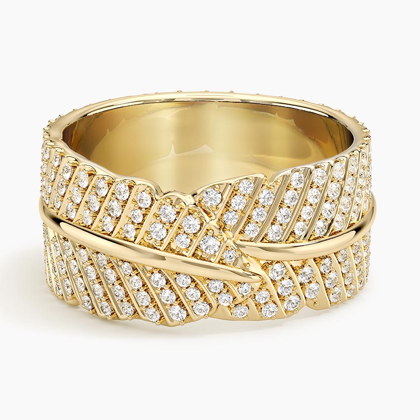 14K Yellow Gold Jane Goodall Pavé Leaf Lab Diamond Ring (1 ct. tw.)
