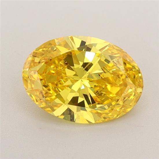 0.72 Ct. Fancy Vivid Yellow Oval Lab Grown Diamond