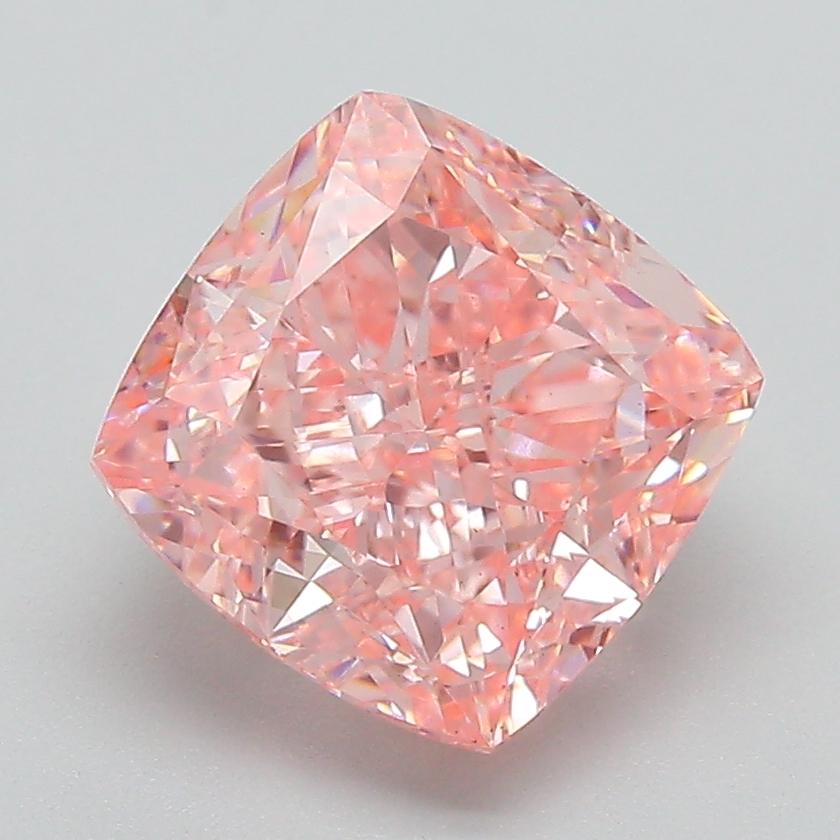 3.31 Ct. Fancy Vivid Pink Cushion Lab Grown Diamond