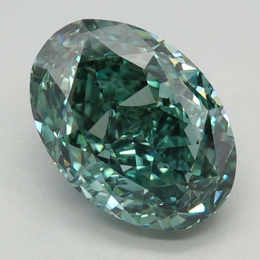 3.10 Ct. Fancy Vivid Bluish Green Oval Lab Grown Diamond