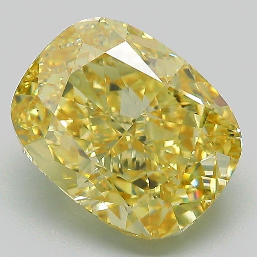 4.03 Ct. Fancy Intense Yellow Cushion Lab Grown Diamond