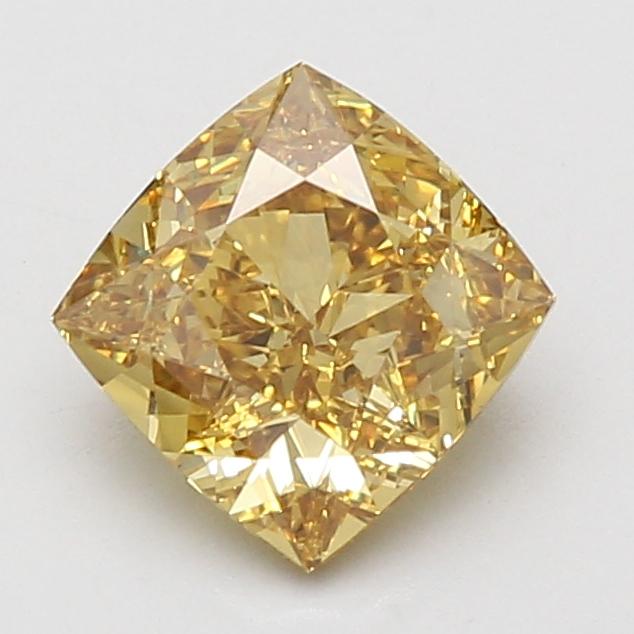 2.01 Ct. Fancy Vivid Brownish Yellow Cushion Lab Grown Diamond