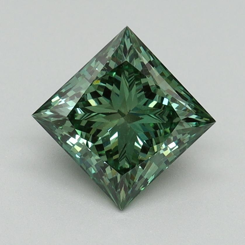 1.32 Ct. Fancy Vivid Green Princess Lab Grown Diamond