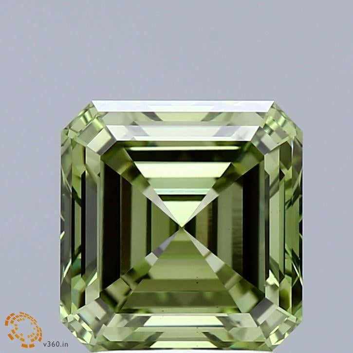 3.01 Ct. Fancy Vivid Green Asscher Lab Grown Diamond