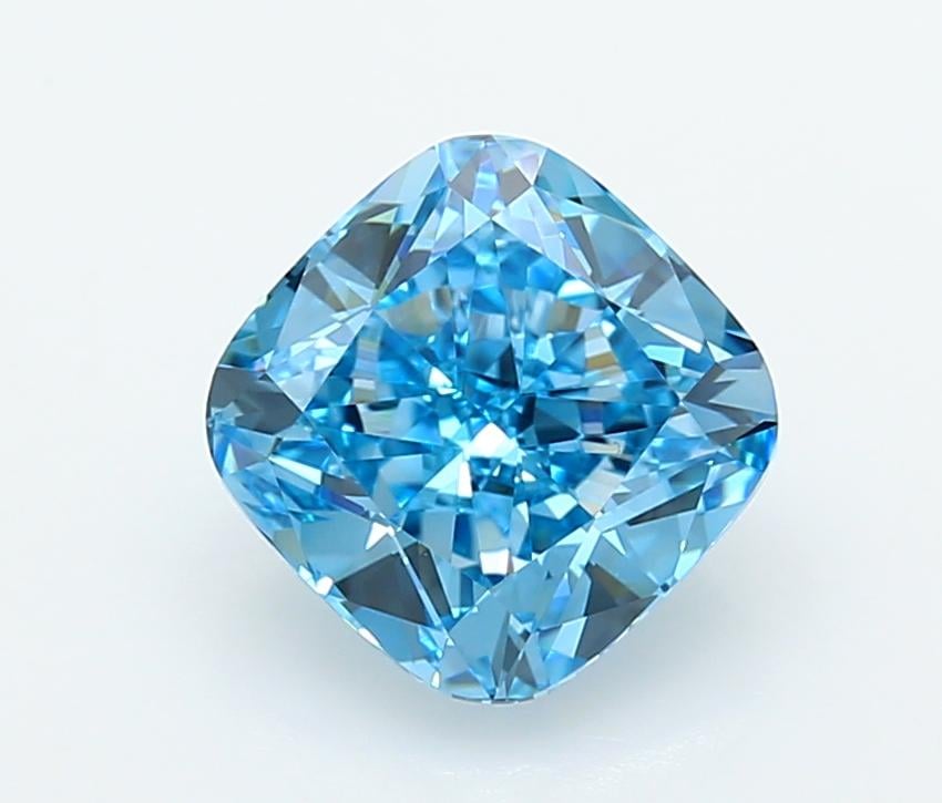3.20 Ct. Fancy Vivid  Blue Cushion Lab Grown Diamond