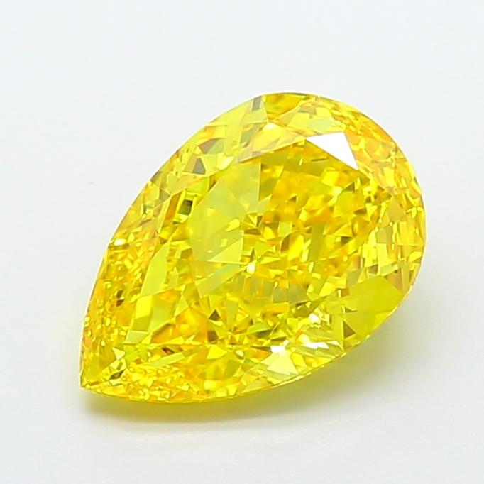3.23 Ct. Fancy Vivid  Yellow Pear Lab Grown Diamond