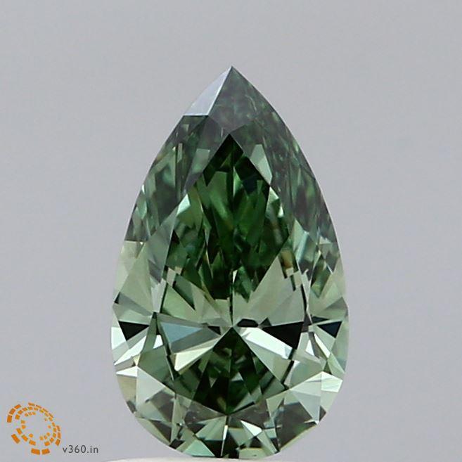 0.79 Ct. Fancy Vivid  Green Pear Lab Grown Diamond