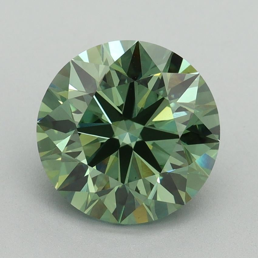 3.08 Ct. Fancy Vivid Green Round Lab Grown Diamond