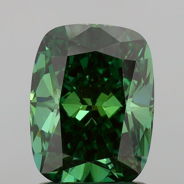 1.50 Ct. Fancy Vivid Green Cushion Lab Grown Diamond