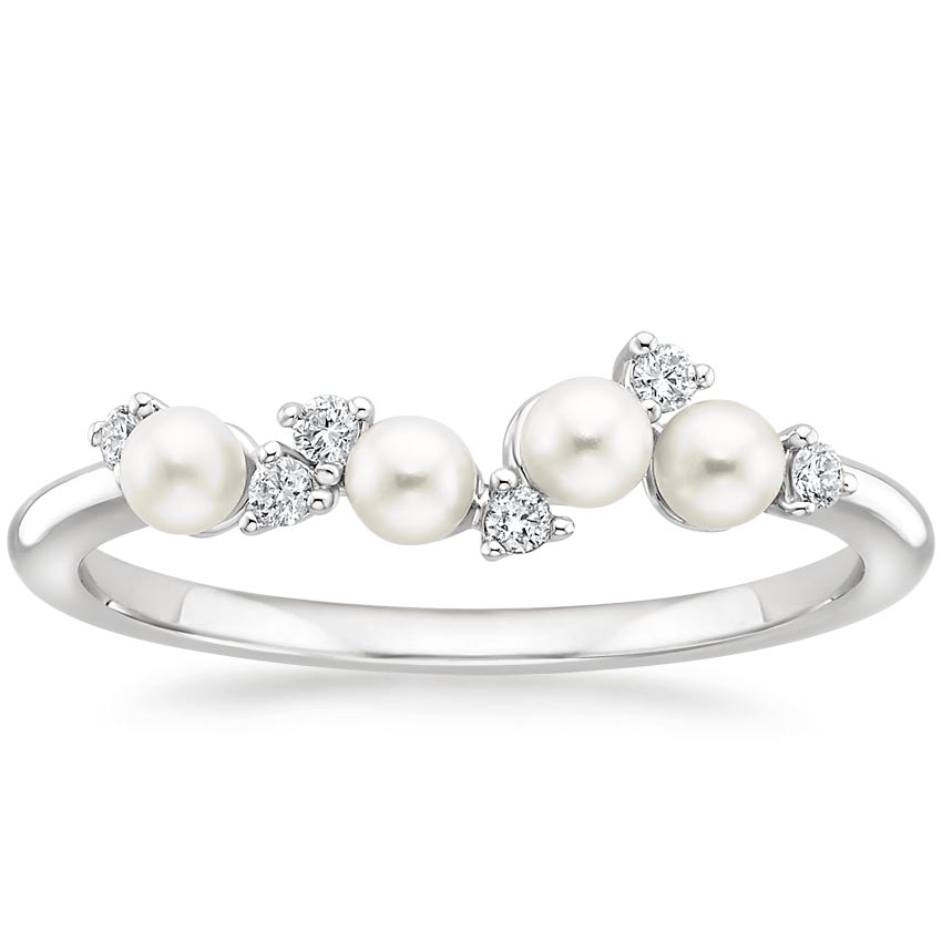 Cove Freshwater Cultured Pearl and Diamond Ring in Platinum