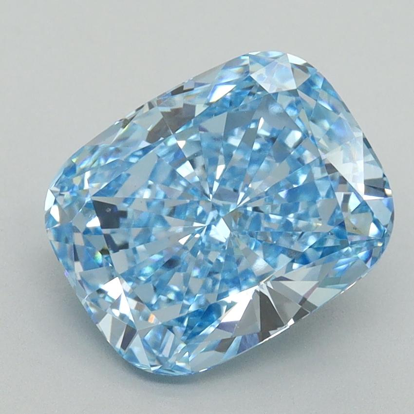 3.02 Ct. Fancy Vivid Blue Cushion Lab Grown Diamond