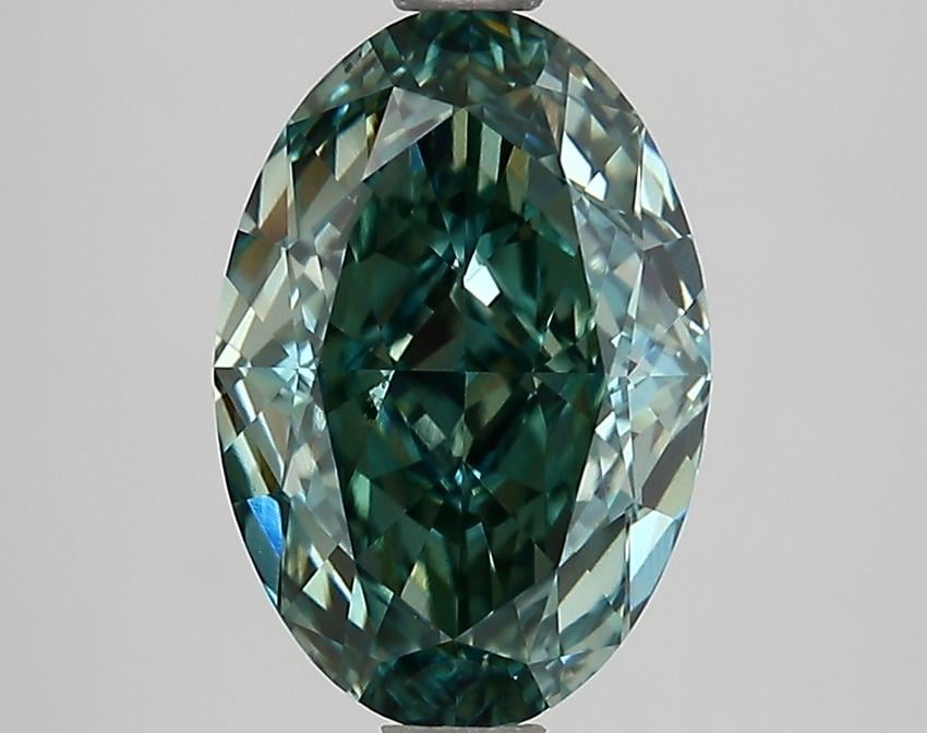 2.54 Ct. Fancy Vivid Bluish Green Oval Lab Grown Diamond