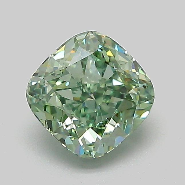 1.02 Ct. Fancy Vivid Green Cushion Lab Grown Diamond