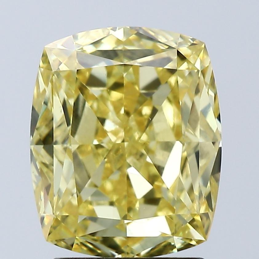 3.08 Ct. Fancy Vivid Yellow Cushion Lab Grown Diamond