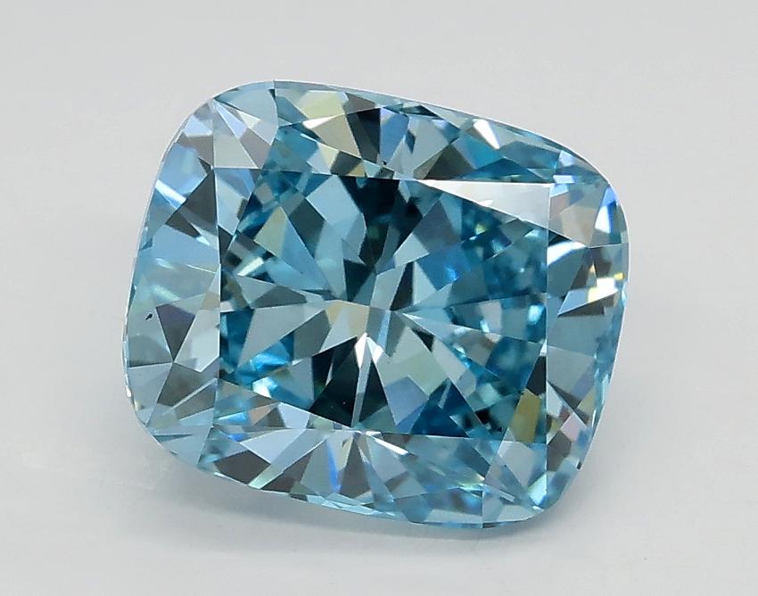 2.03 Ct. Fancy Intense Greenish Blue Cushion Lab Grown Diamond
