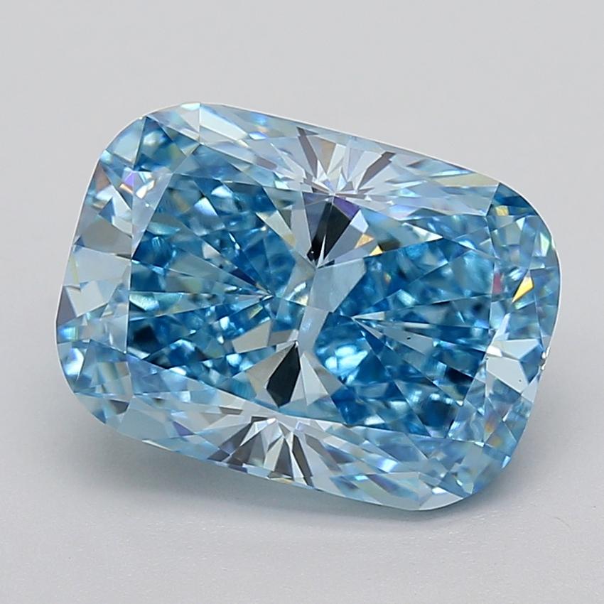 5.03 Ct. Fancy Vivid  Blue Cushion Lab Grown Diamond